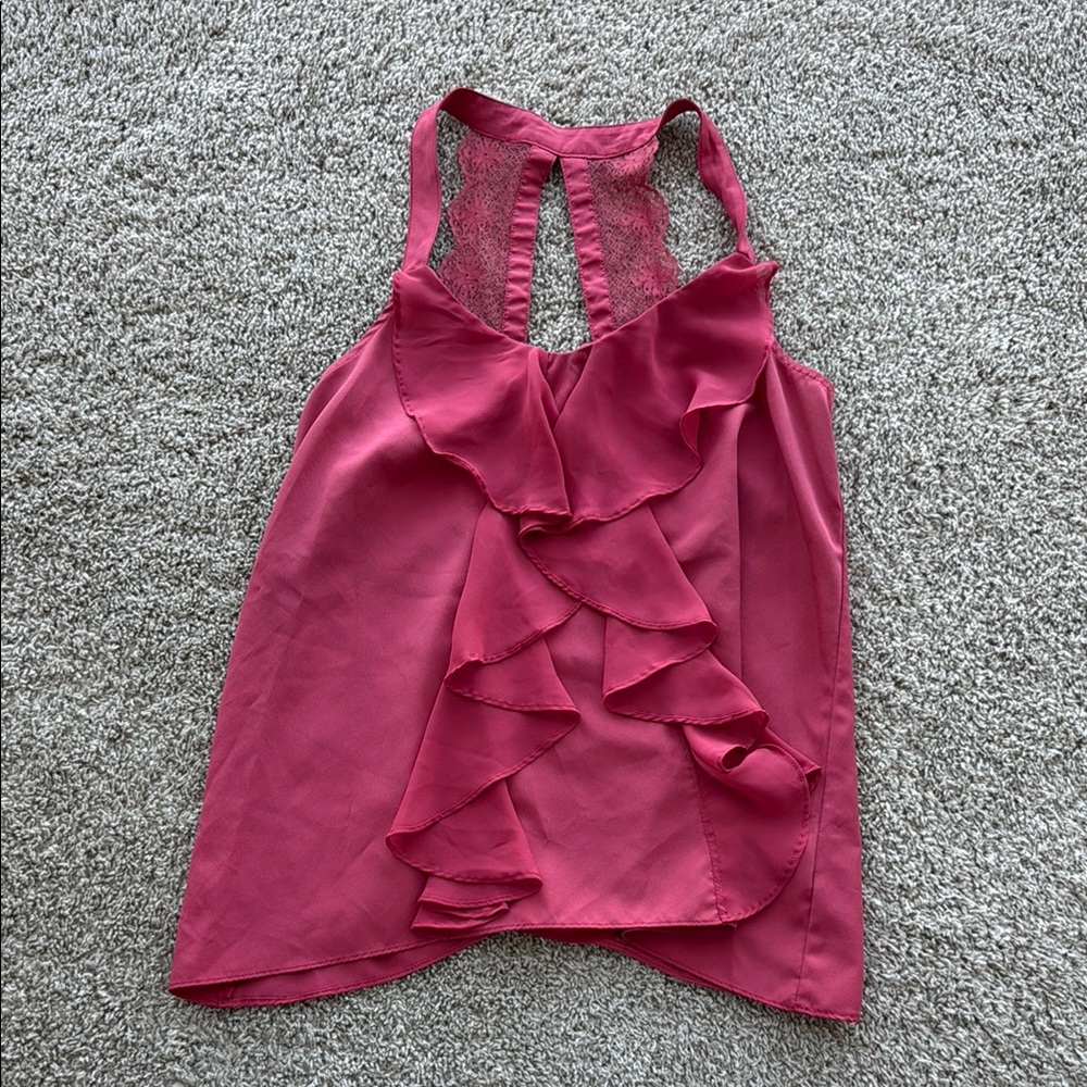 LC Lauren Conrad Pink Ruffle Tank Top